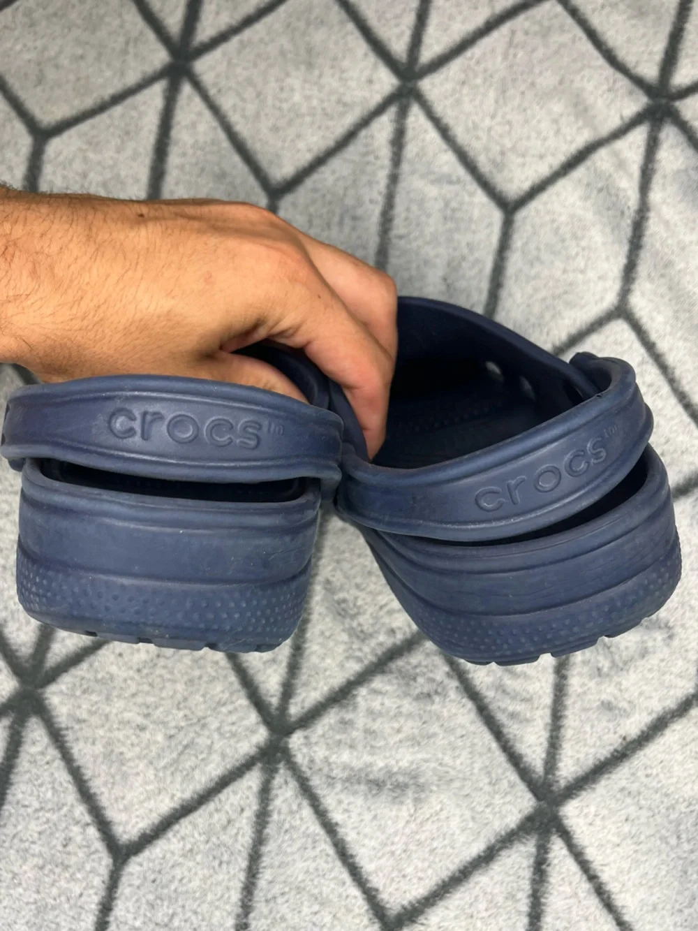 CROCS Classic Navy Clog Sandal Beach w Sport Heel Strap